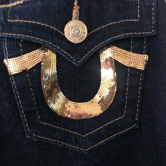 True religion size 27 gold sequin jeans - Picture 3 of 5
